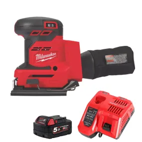 Milwaukee M18BQSS-0 18V Sheet Sander with 1 x 5.0Ah Battery & Charger