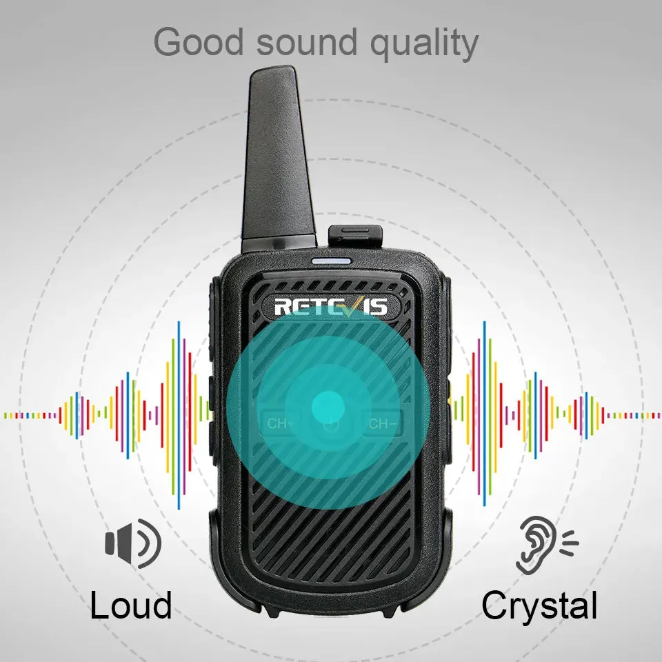 Mini Walkie Talkie Retevis RT15 Portable Two Way Radio Portable Radio Communicator Walkie-Talkies 2 PCS for Hotel Hunting