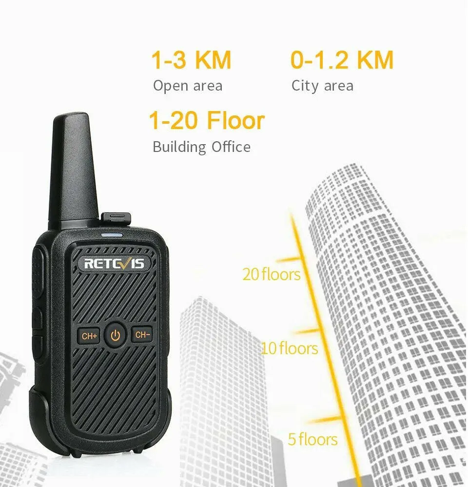 Mini Walkie Talkie Retevis RT15 Portable Two Way Radio Portable Radio Communicator Walkie-Talkies 2 PCS for Hotel Hunting