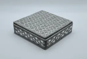 Mirrored Silver Metallic Fabric Keepsake Box