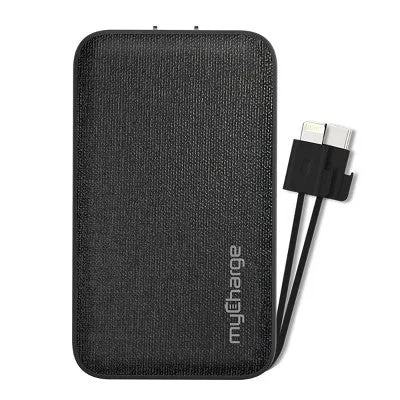 myCharge PowerHub Plus 6000mAh/15W Output Power Bank with Integrated Charging Cables - Black