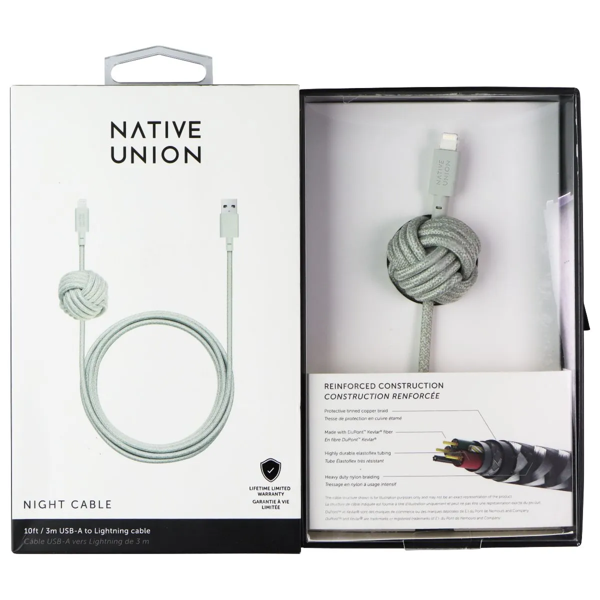 Native Union Night Cable 10FT USB-A to Lightning 8-Pin - Sage