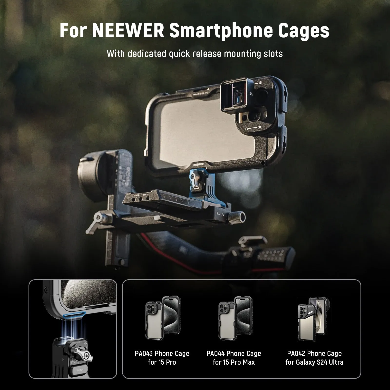 NEEWER PA063 Phone Tripod Mount for 2nd Gen 15 Pro/15 Pro Max S24 Ultra Cage