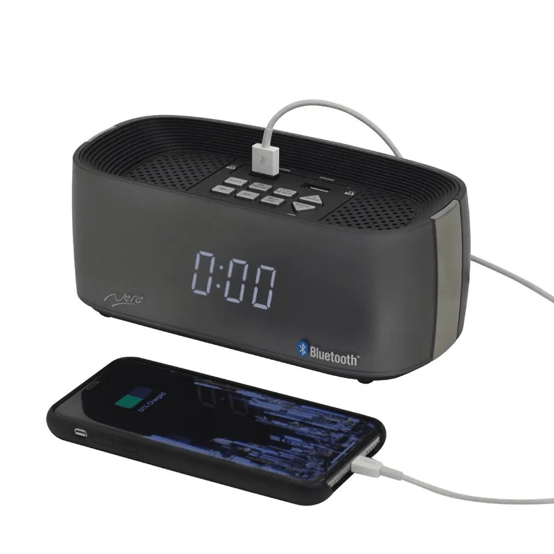 Nero Titanium Bluetooth Speaker Alarm Clock Radio