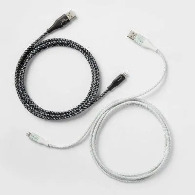 New - 6' Lightning to USB-A 2pk Braided Cable - heyday Marble/Terrazzo