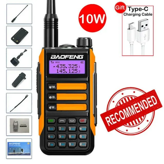 New BaoFeng Walkie Talkie Professional UV16 MAX V2 High Powerful Waterproof VHF UHF Dual Band Two Way Radio Type-C USB Charger