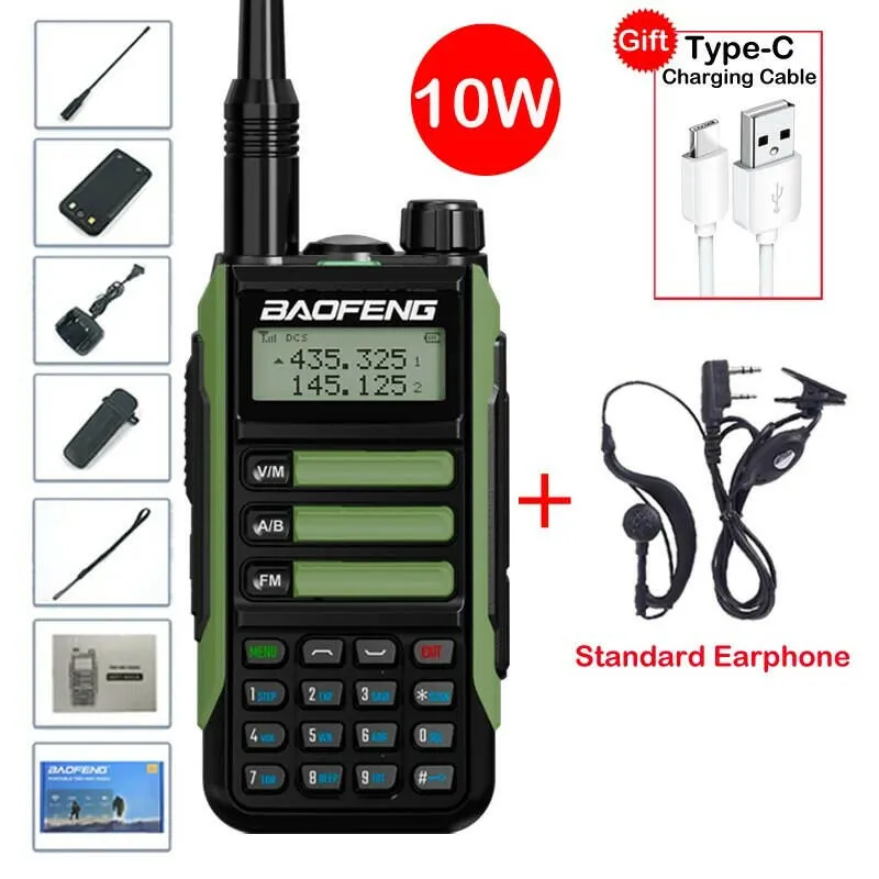 New BaoFeng Walkie Talkie Professional UV16 MAX V2 High Powerful Waterproof VHF UHF Dual Band Two Way Radio Type-C USB Charger