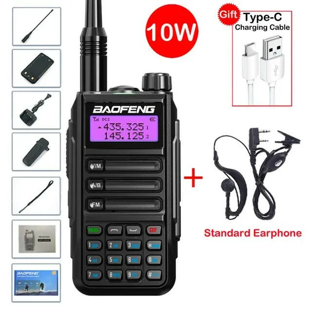 New BaoFeng Walkie Talkie Professional UV16 MAX V2 High Powerful Waterproof VHF UHF Dual Band Two Way Radio Type-C USB Charger