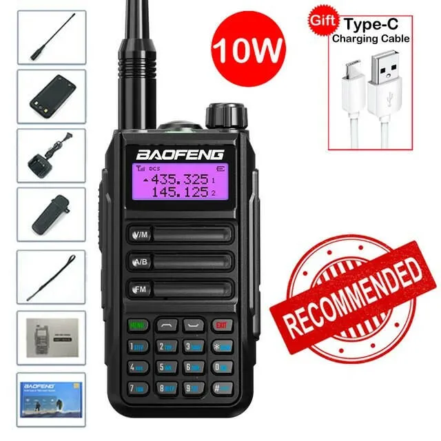 New BaoFeng Walkie Talkie Professional UV16 MAX V2 High Powerful Waterproof VHF UHF Dual Band Two Way Radio Type-C USB Charger