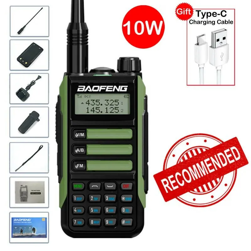 New BaoFeng Walkie Talkie Professional UV16 MAX V2 High Powerful Waterproof VHF UHF Dual Band Two Way Radio Type-C USB Charger