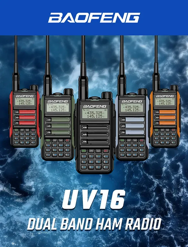 New BaoFeng Walkie Talkie Professional UV16 MAX V2 High Powerful Waterproof VHF UHF Dual Band Two Way Radio Type-C USB Charger