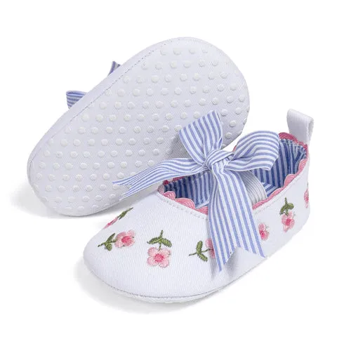 New Flower Embroidery Ballet Baby Girl Shoes Bow Bow Soft Bottom