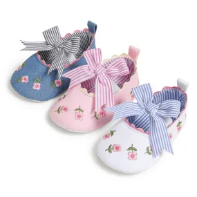 New Flower Embroidery Ballet Baby Girl Shoes Bow Bow Soft Bottom