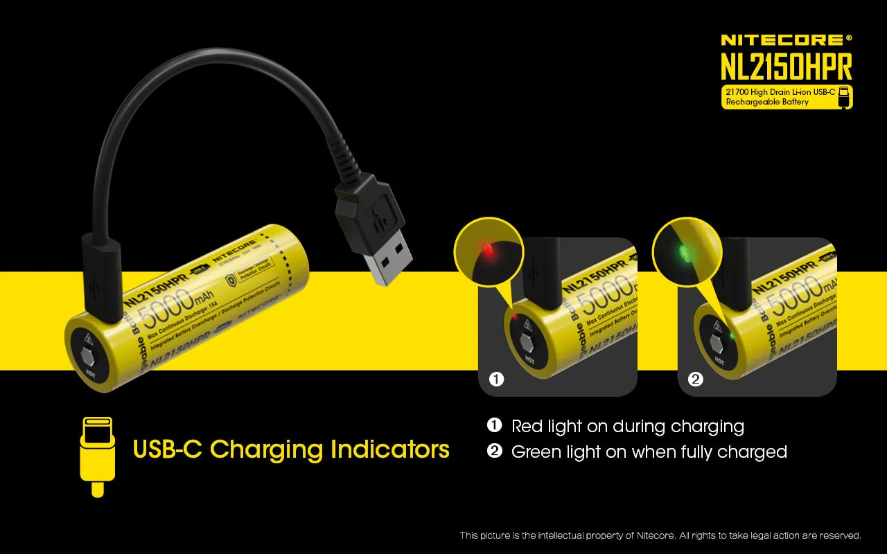 NITECORE 21700 MICRO USB RECHARGEABLE (NL2150HPR)