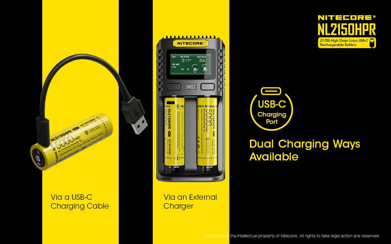 NITECORE 21700 MICRO USB RECHARGEABLE (NL2150HPR)