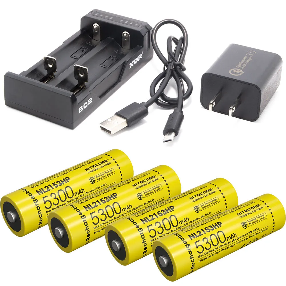 Nitecore Four 21700 Battery & Dual USB Charger Package