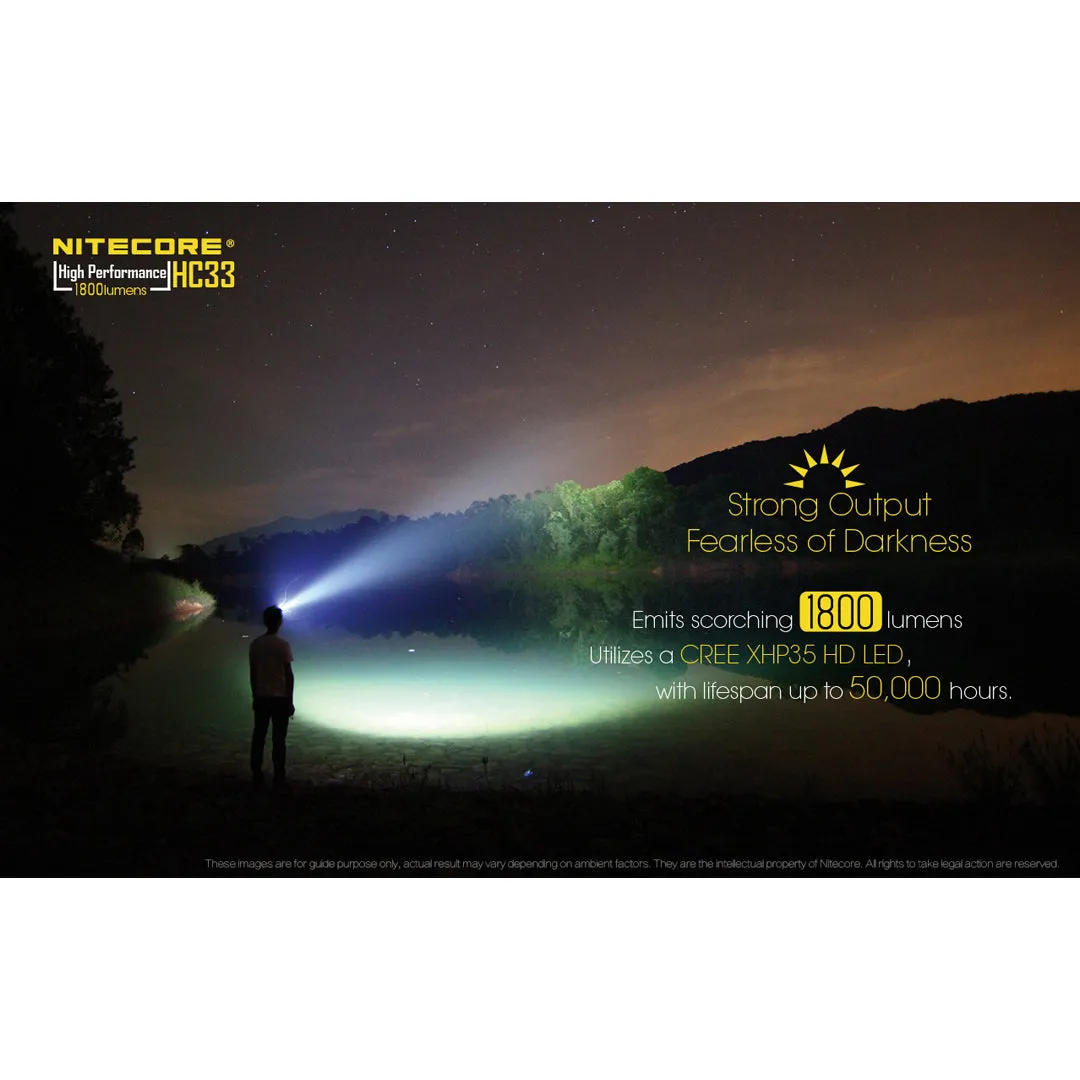 Nitecore HC33 1x 18650 / 2x CR123 1800 Lumens CREE XHP35 HD LED Headlamp