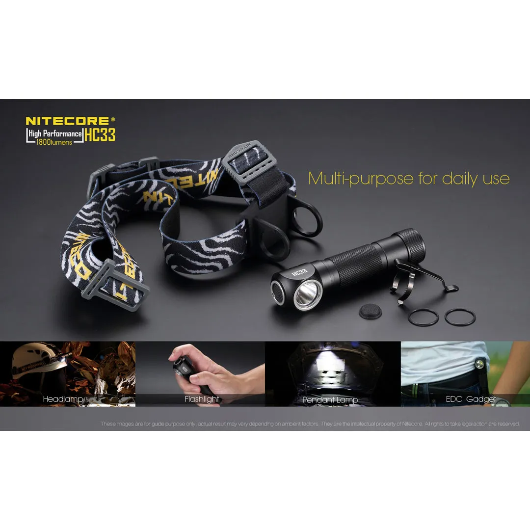 Nitecore HC33 1x 18650 / 2x CR123 1800 Lumens CREE XHP35 HD LED Headlamp