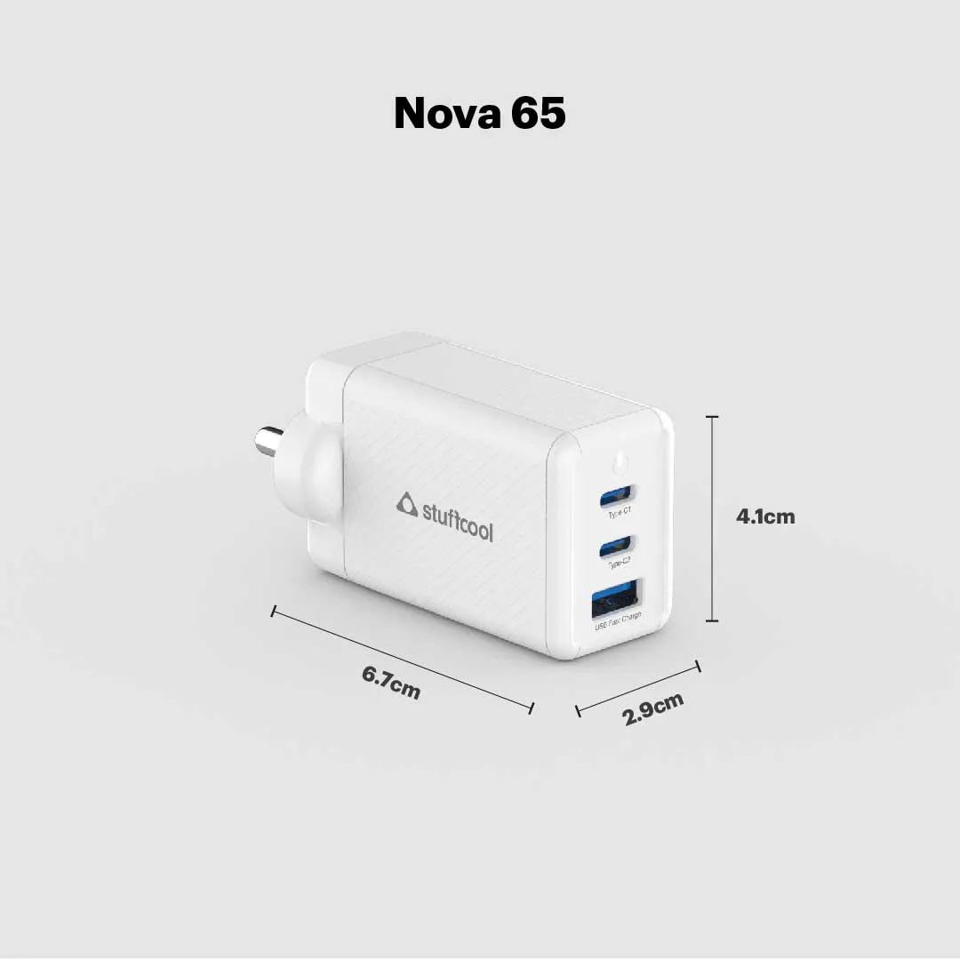 Nova PD65W Multi Port 2 Type C & 1 USB A GaN Charger