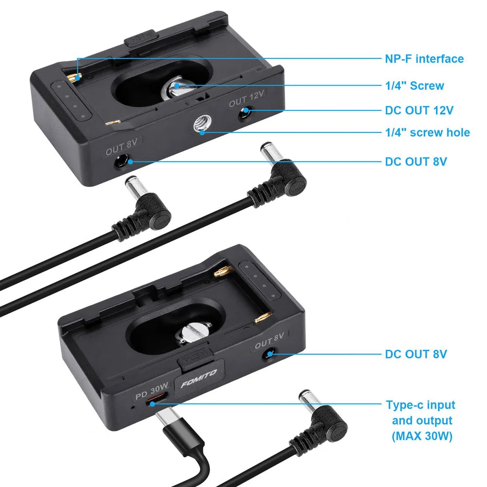 NP-F Multi Use Fast Charger Powering Adapter for Sony NP-F970/750/550 Battery