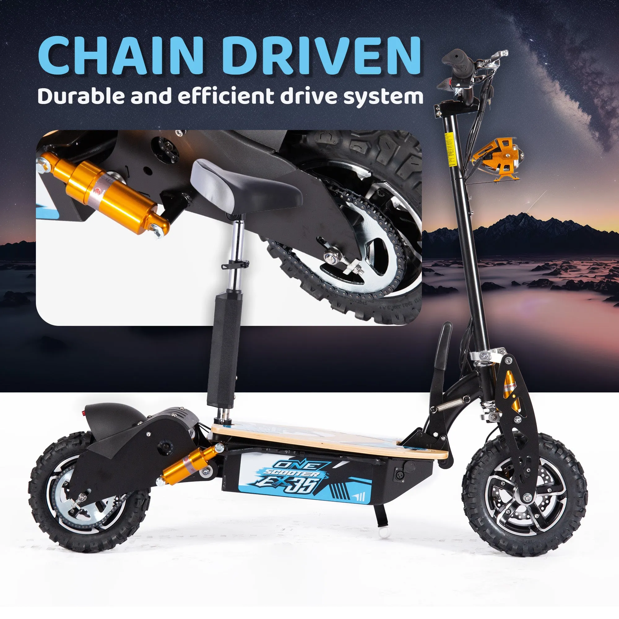 Off Road Adult Electric Scooter 1000W - 48v 12Ah