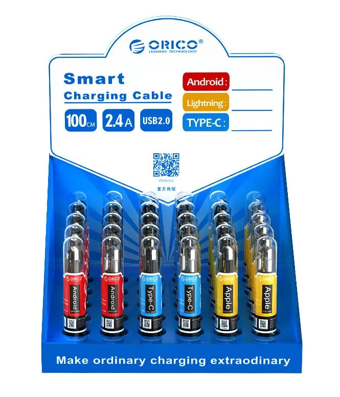 Orico Smart Charging Cable Box | 10 X Microusb|10 X Lightning/8Pin | 10 Type-C | Pos Retail Box