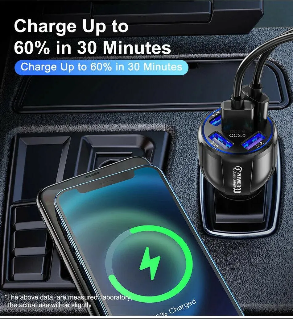 PBG 5 Port USB Fast Car Charger with LED Display Charge 5 Devices at once