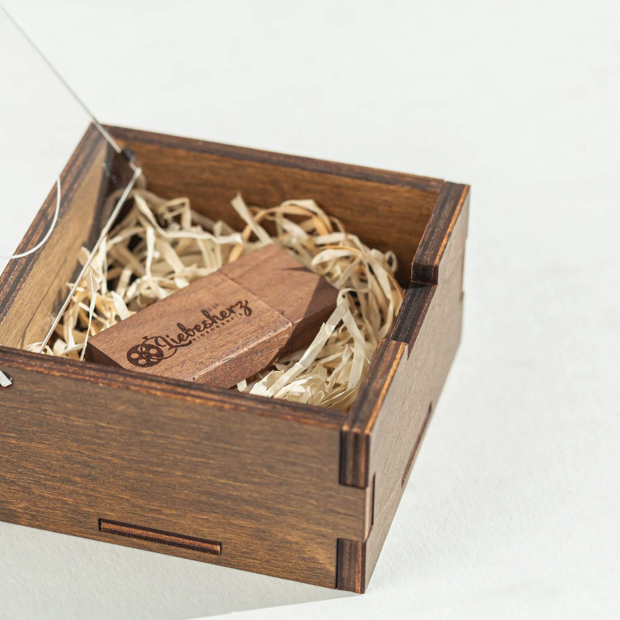 Personalised Wooden USB Box with Acrylic Lid and USB Flash Drive (option)