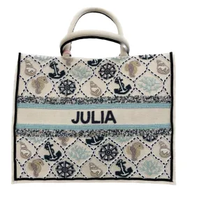 Personalized Beaded Nautical Mix Tote