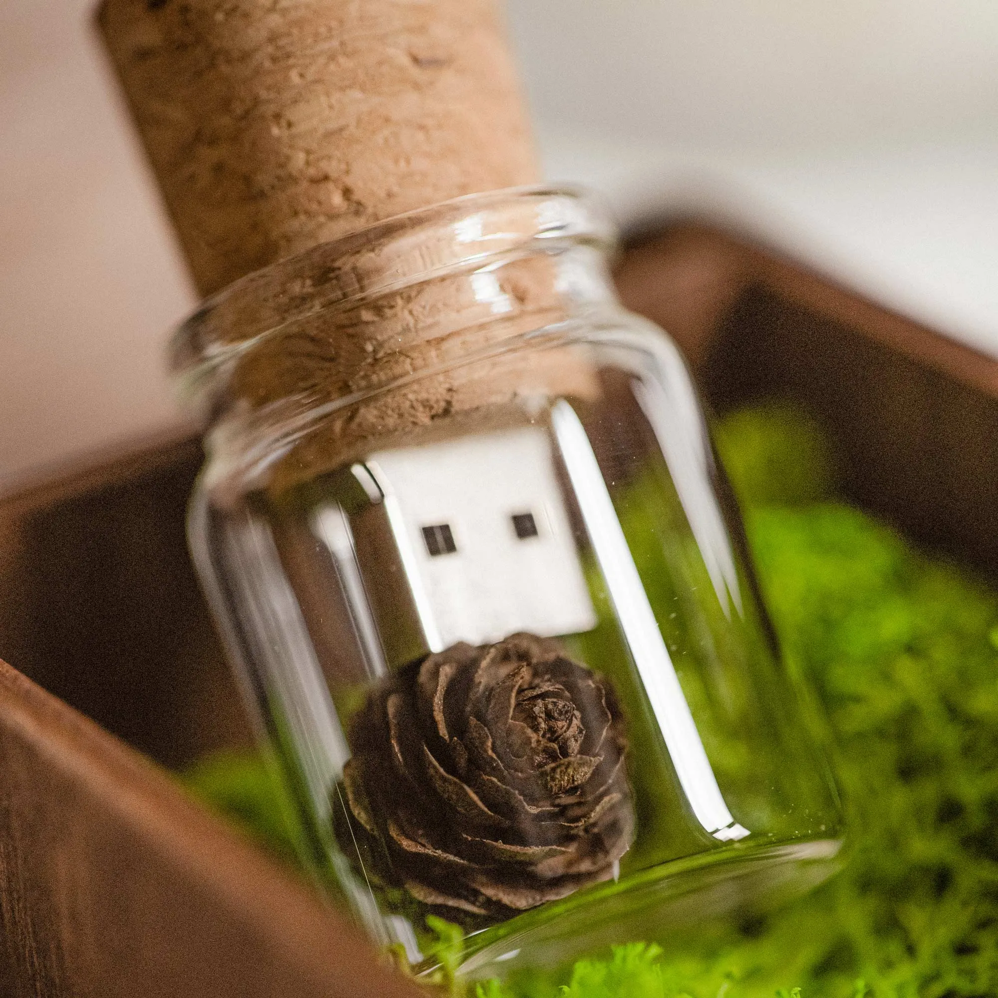 Personalized Wooden Box with Glass Cork USB Drive - Perfect Wedding Gift for Clients