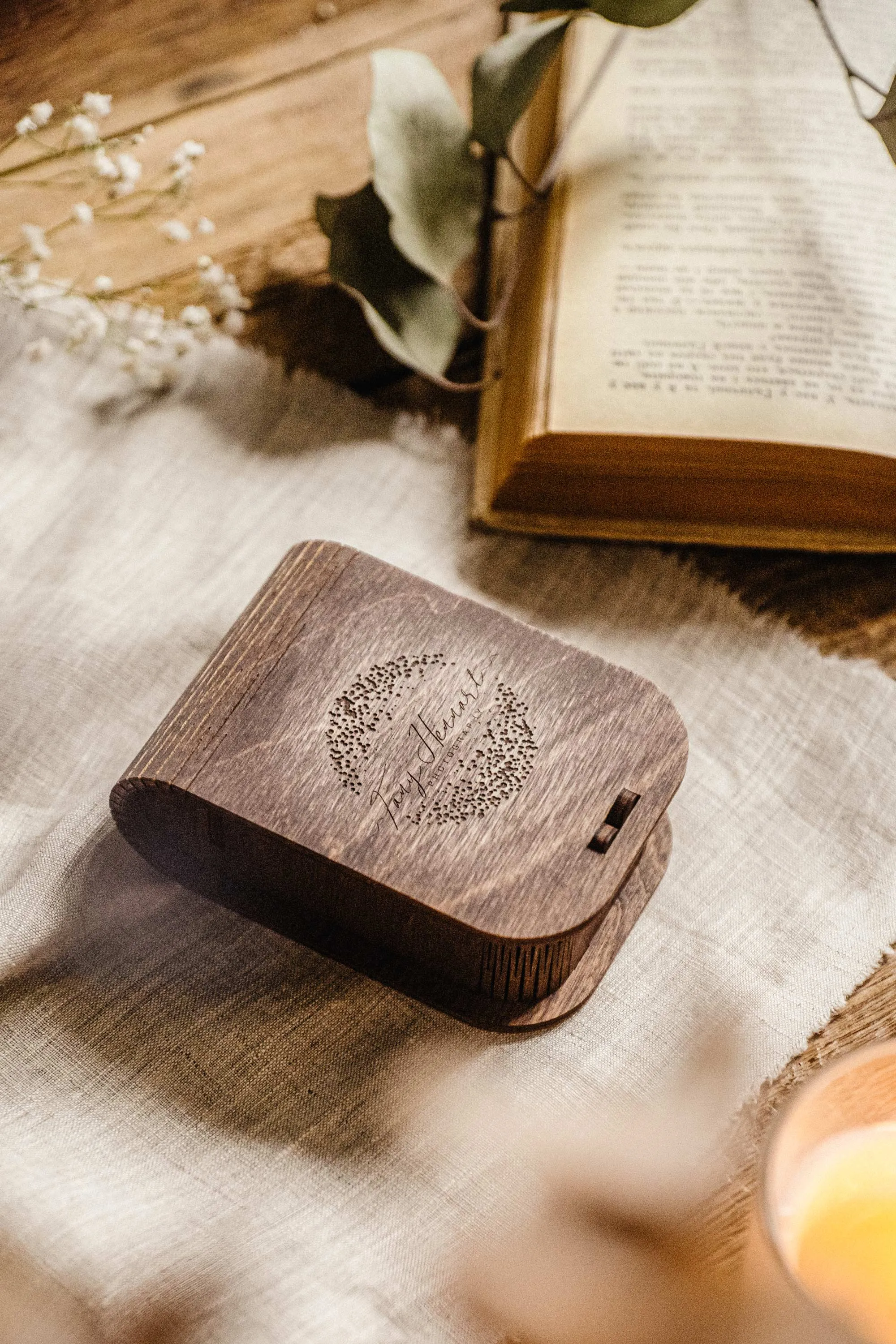 Personalized Wooden Box with Glass Cork USB Drive - Perfect Wedding Gift for Clients