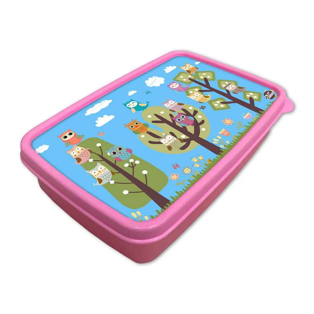 Plastic Tiffin Box for Kids Girls School Snack Containers - Small Owls