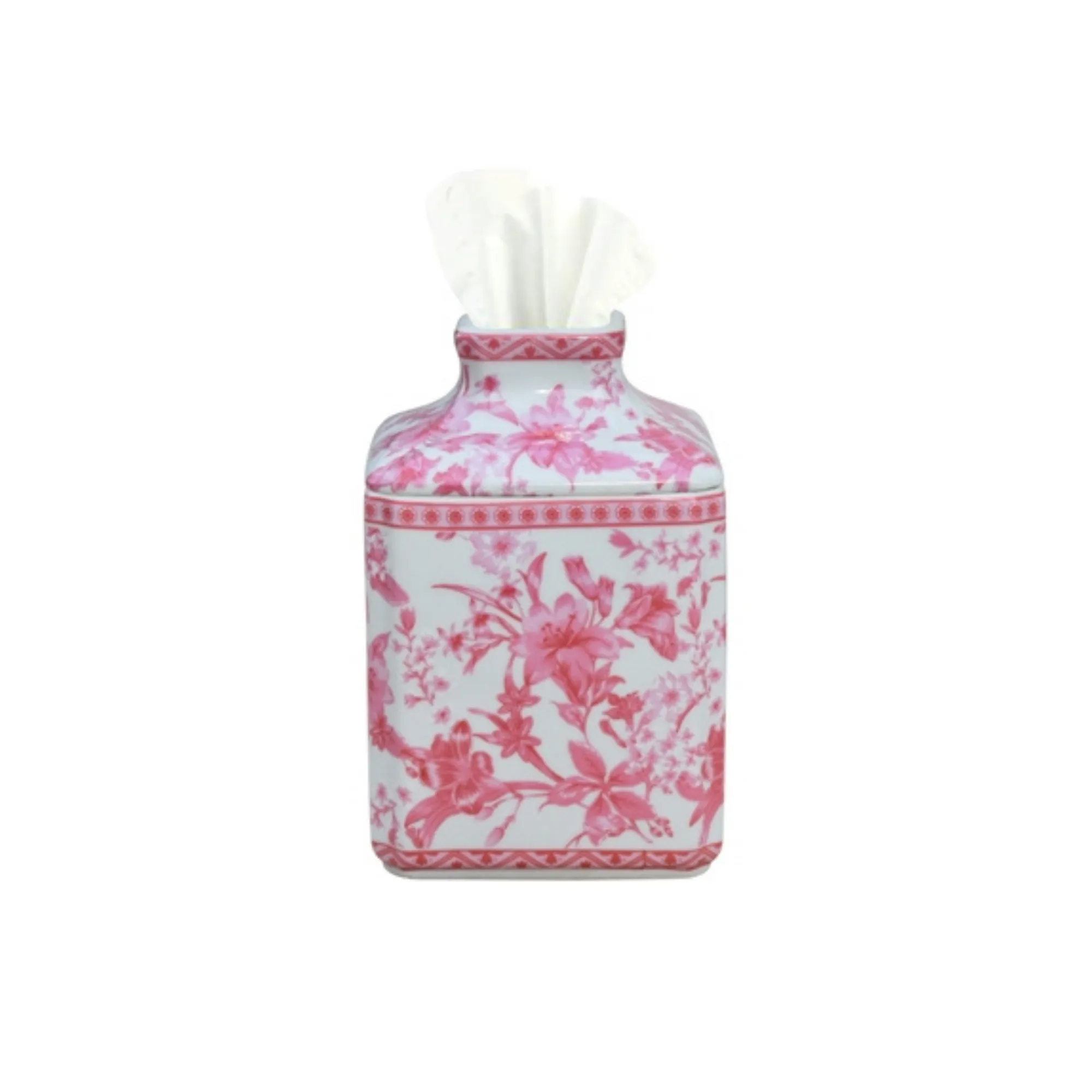 Porcelain Floral Pink Square Tissue Box