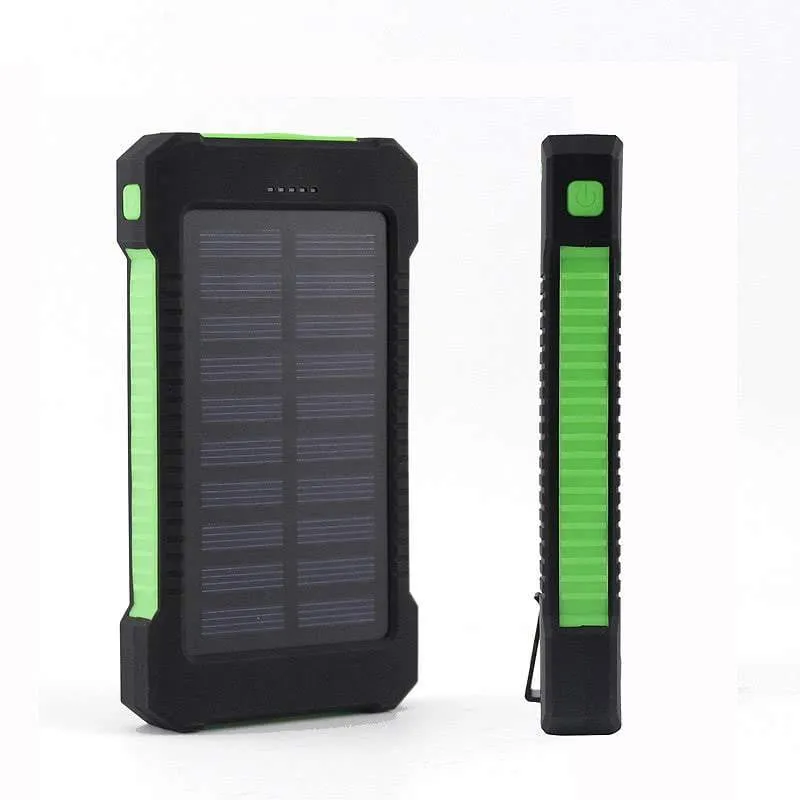 Portable 10,000mAH Waterproof / Shockproof Solar Dual-USB Charger and LED Light