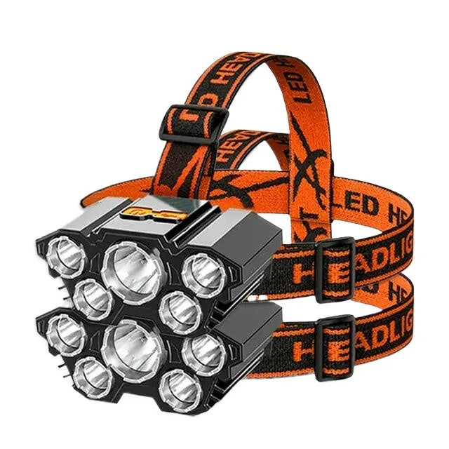 Portable 5 LED Strong Light Headlight Built in 18650 Battery USB Rechargeable Head Flashlight Outdoor Camping Fishing Headlamp