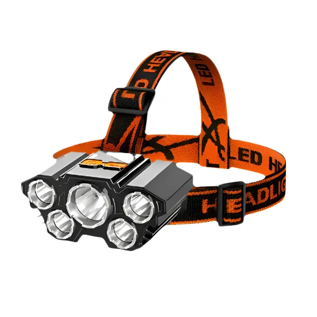 Portable 5 LED Strong Light Headlight Built in 18650 Battery USB Rechargeable Head Flashlight Outdoor Camping Fishing Headlamp