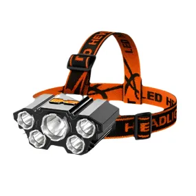 Portable 5 LED Strong Light Headlight Built in 18650 Battery USB Rechargeable Head Flashlight Outdoor Camping Fishing Headlamp