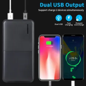 Power Bank Fast Charging With Dual USB Outputs And Type C & Micro Inputs Compatible With IPhone,Android