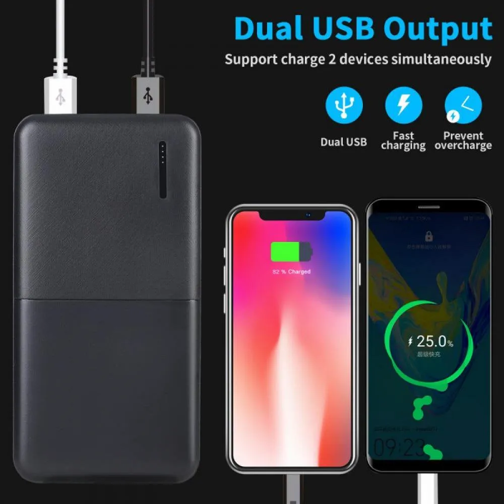 Power Bank Fast Charging With Dual USB Outputs And Type C & Micro Inputs Compatible With IPhone,Android