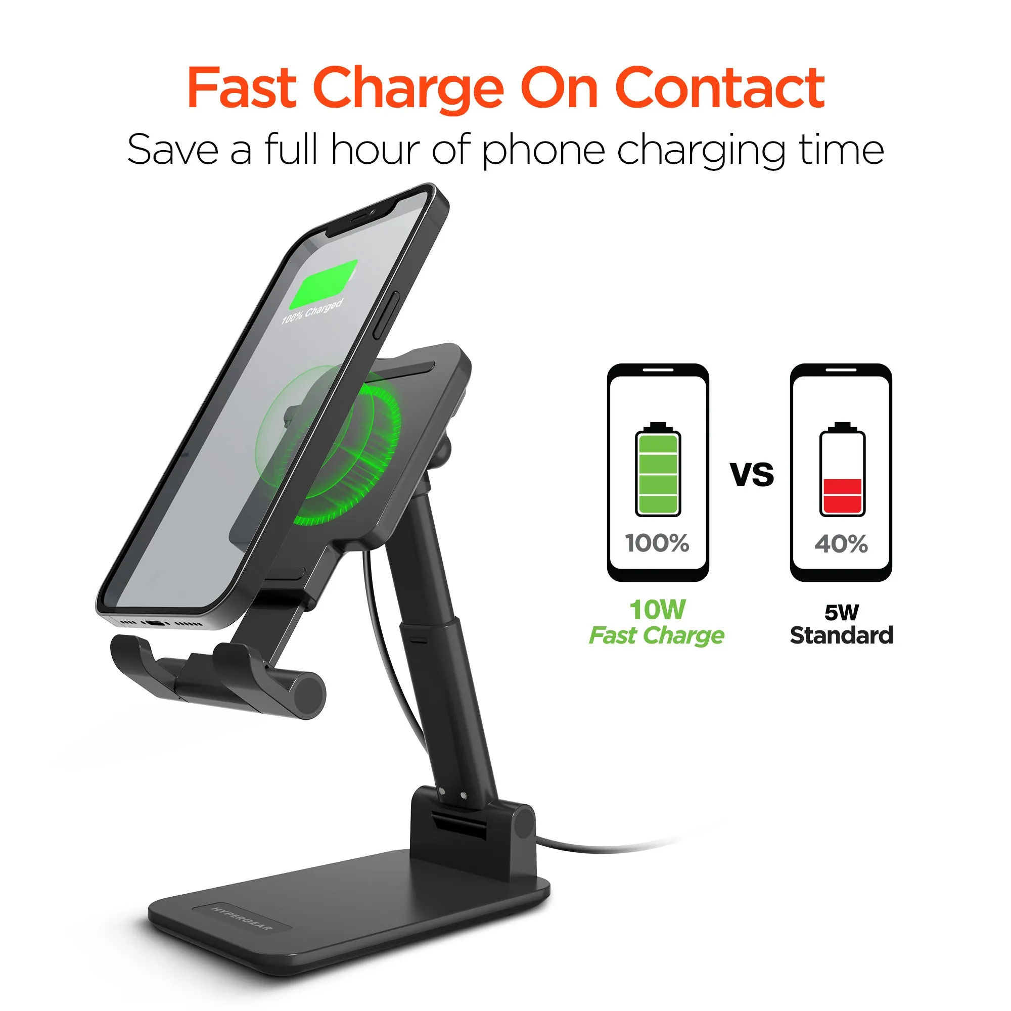 PowerFold 10W Wireless Fast Charging Stand | Black