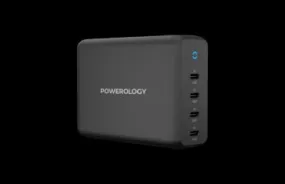 Powerology 165W Gan Desktop Charger With 4X Pd Port Uk Ac Cable Pd 100W Black - 608374