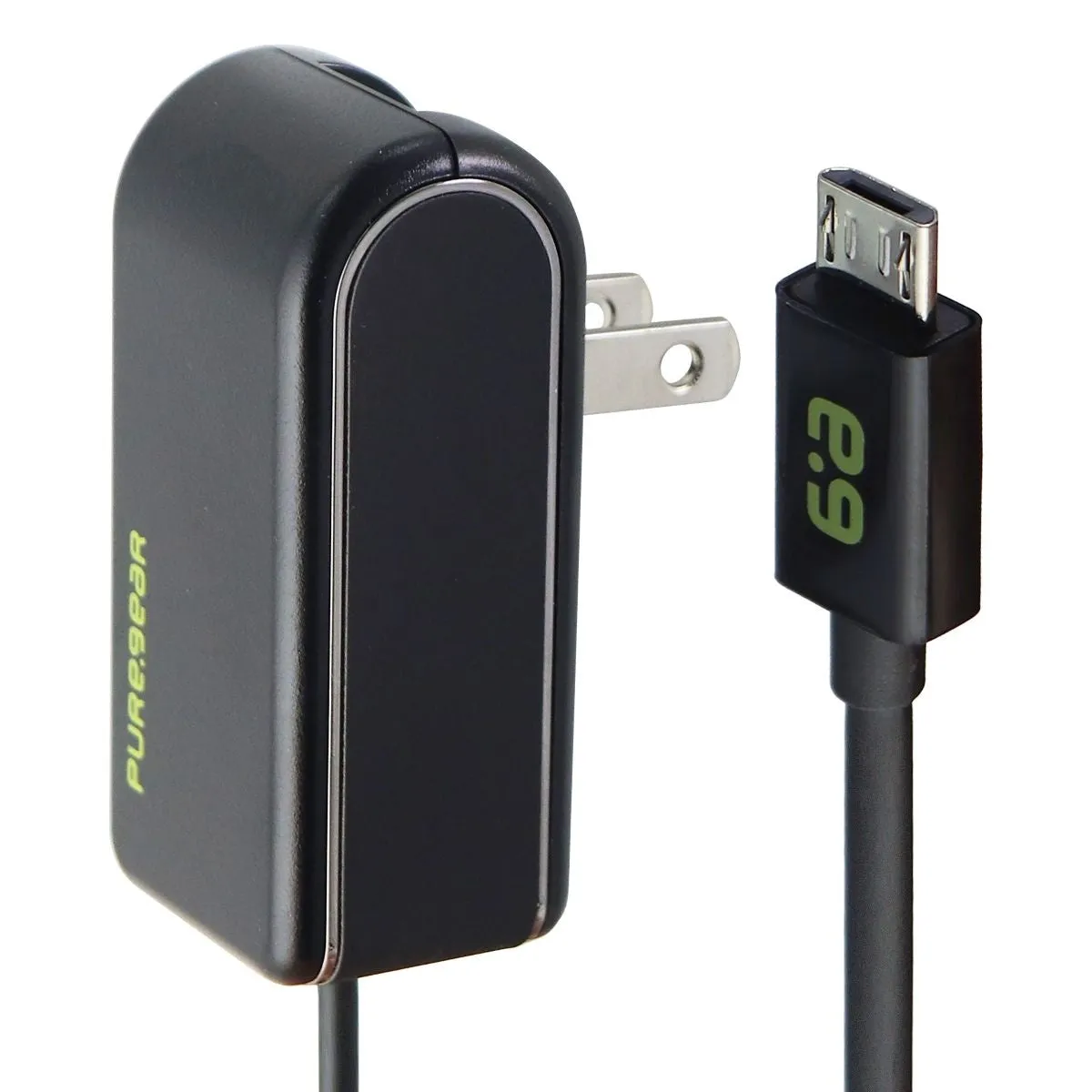 PureGear 12W 2.4A Wall Charger with 5Ft Micro USB Connector Cable - Black