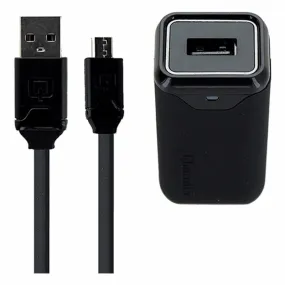 Qmadix 2.1 Amp Wall Charger with 6 Ft Micro USB Flat Cable - Black