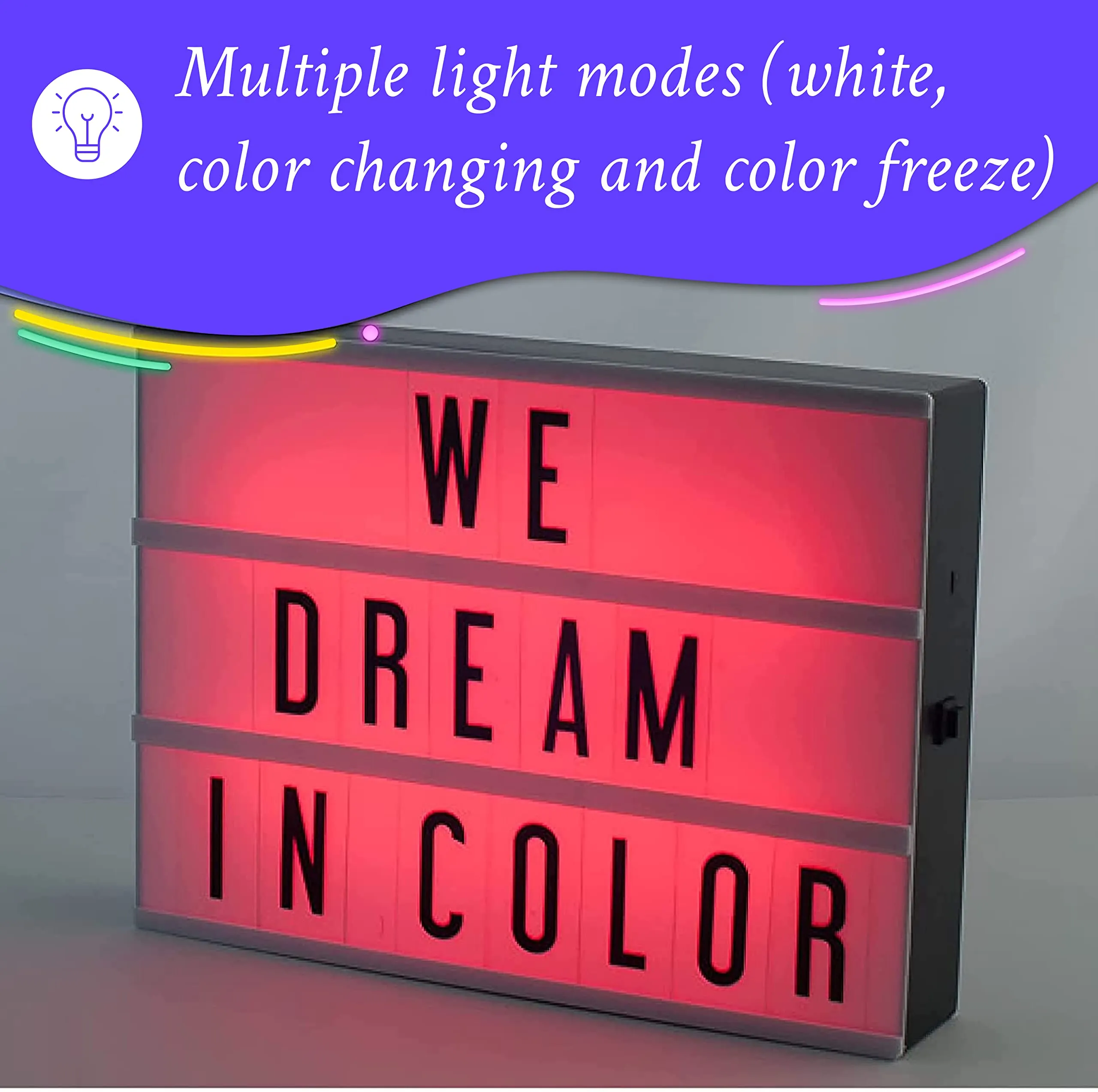 Rgb Color Changing Cinema Lightbox 100 Led Letters and Numbers 8x6 Inches