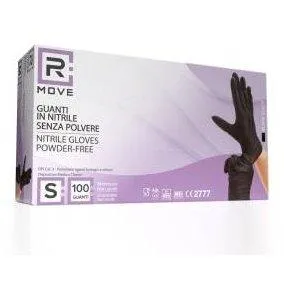 RMove 1Conf. da 100pz Tg.S - Guanti Nitrile Nero uso Medico Senza Polvere