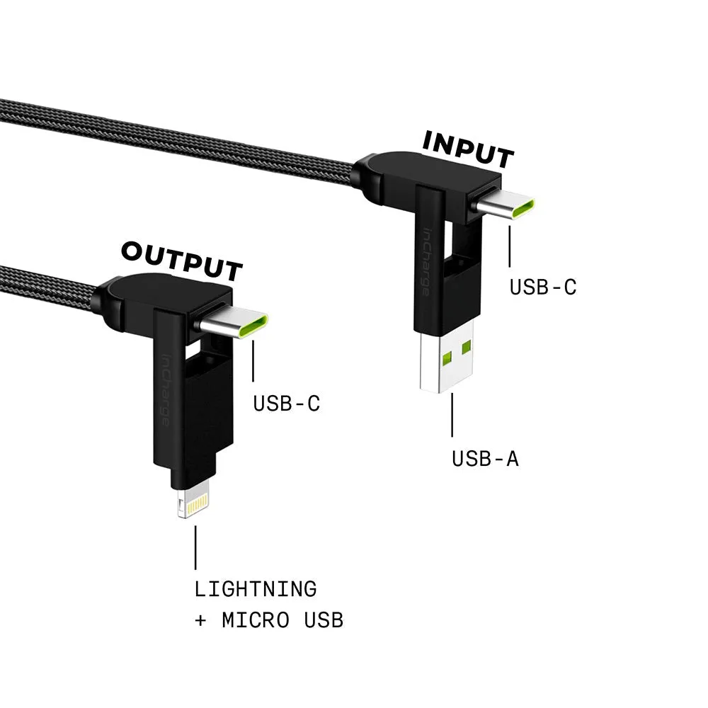 Rolling Square inCharge X Max 6-I-1 Kabel USB-C og USB-A Til Lightning / USB-C / Micro USB - 1,5M - Sort