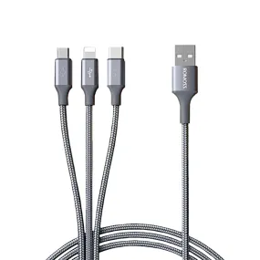 Romoss 3In1 Lightning Charge Sync|Micro Usb |Type C To Usb 1M Cable - Space Grey