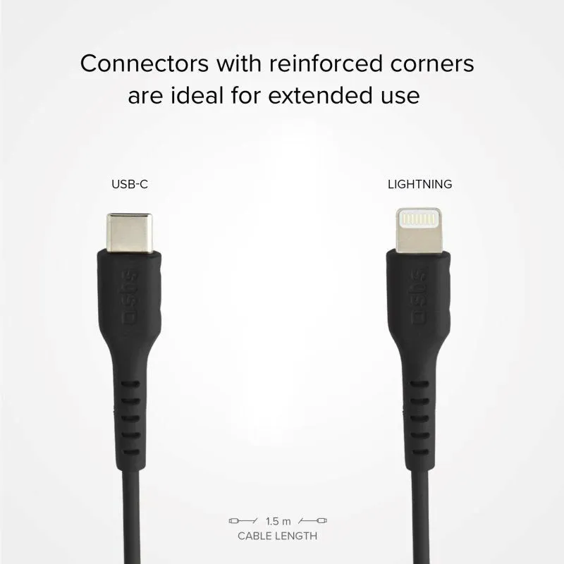 SBS USB-C til Lightning Kabel MFI - 1 Meter - 480 Mbit/s - Sort