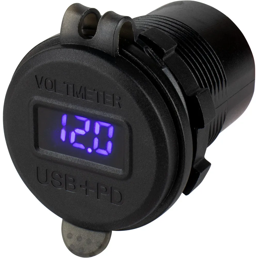 Sea-Dog Round USB  USB-C Power Socket w/Hidden Voltmeter [426518-1]