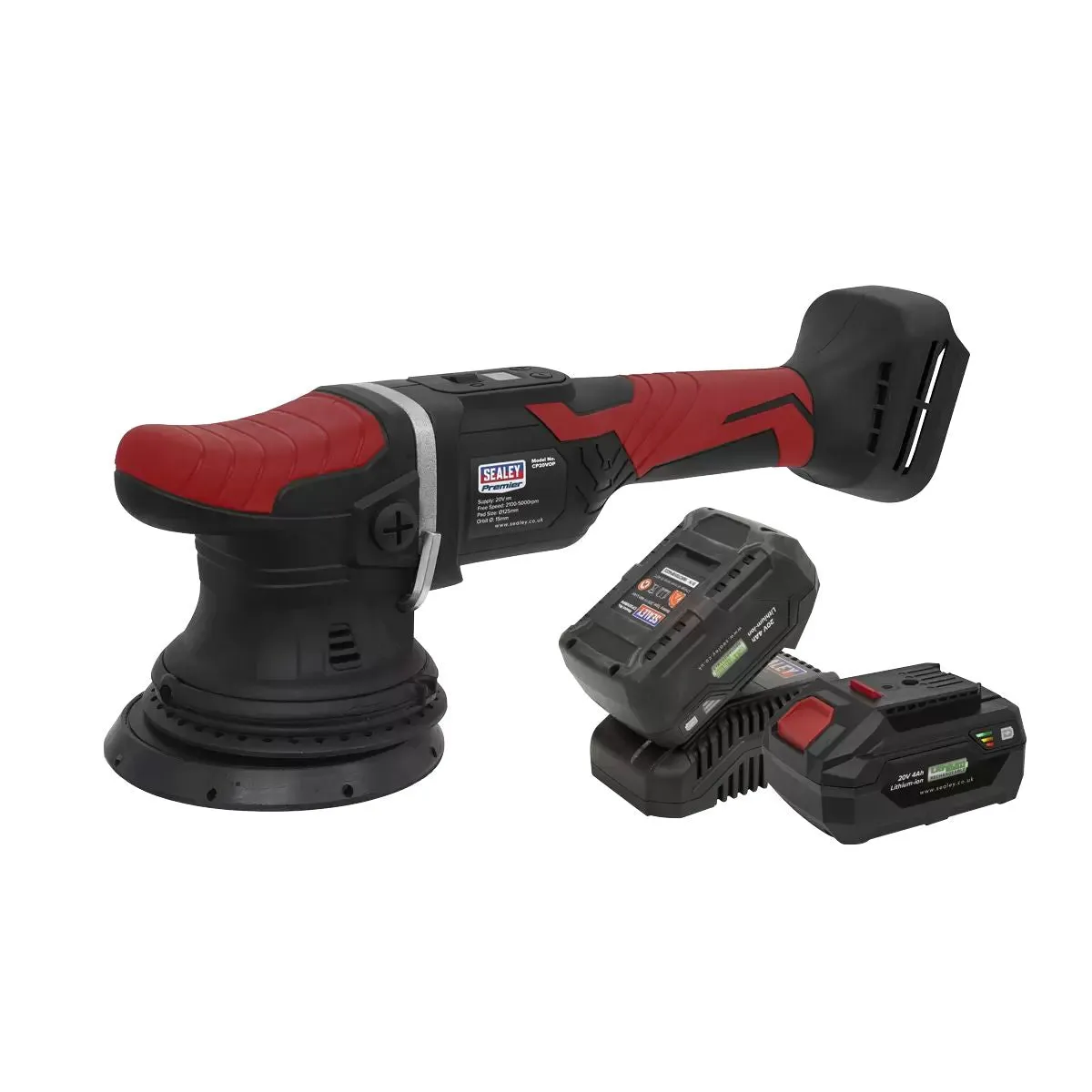 Sealey CP20VOPKIT2 20V Orbital Polisher 125mm Kit with 2 Batteries & Charger